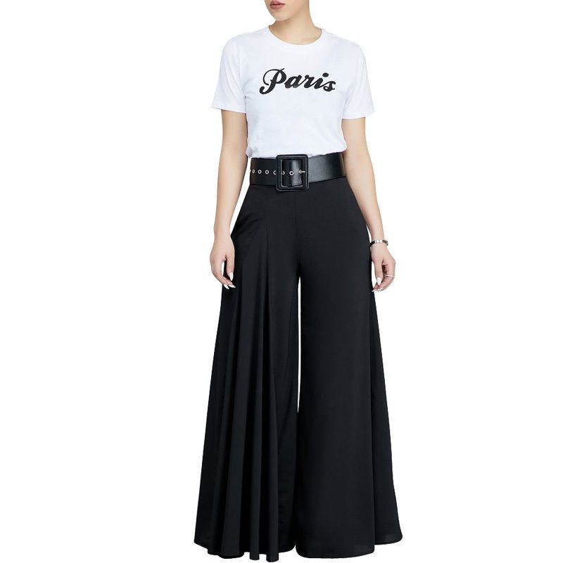 6 colores pierna plisada cintura elástica alta pantalón casual pantalón mujer streetwear blanco negro