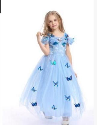 blue butterfly dress girl