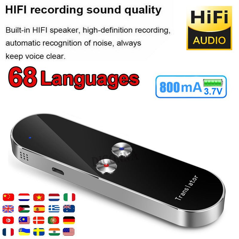T8 Portable Instant Real Time Smart HiFi Voice Translator Two-way 68 Languages