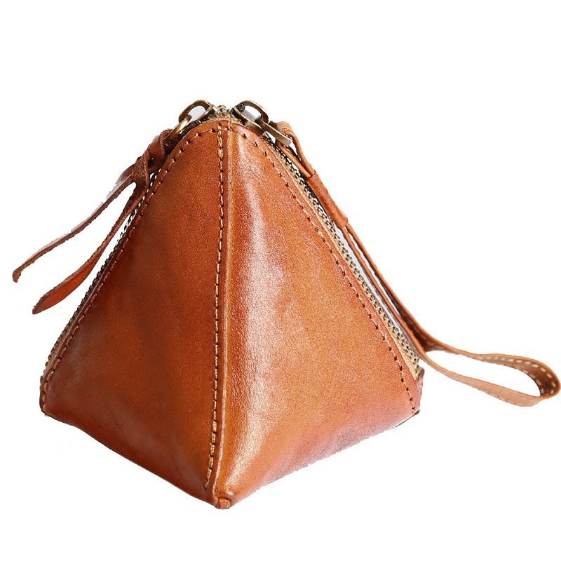 White Real Leather Triangular Coin Purse Wallet Handmade In UK Leather Wallet