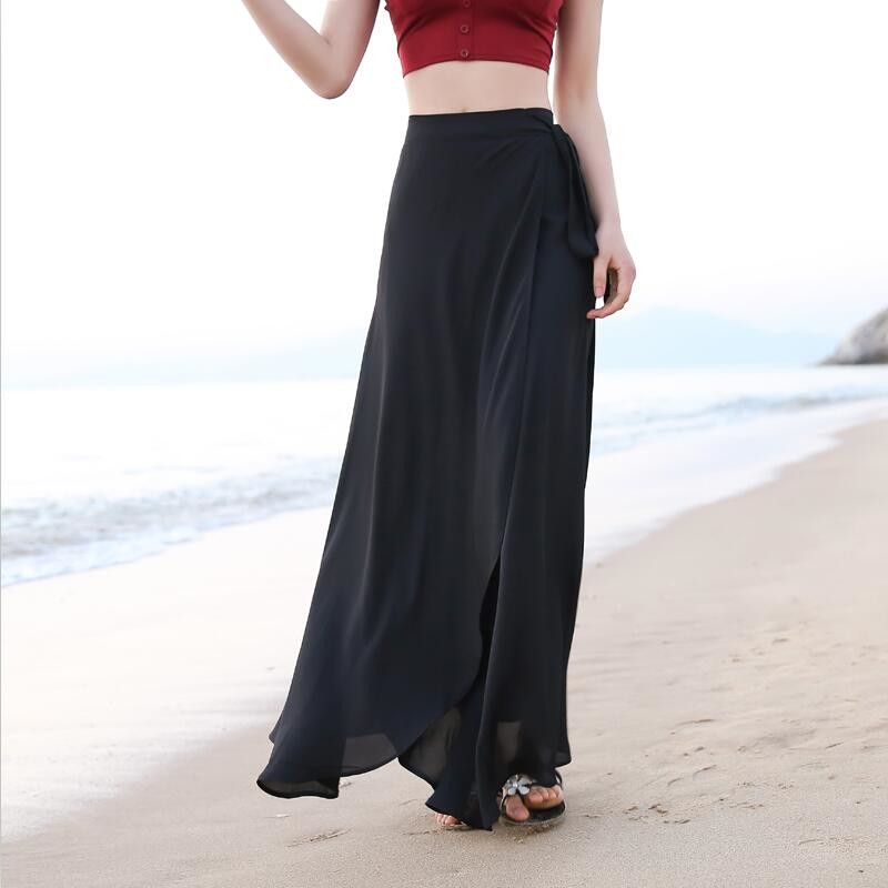 plus size chiffon maxi skirt