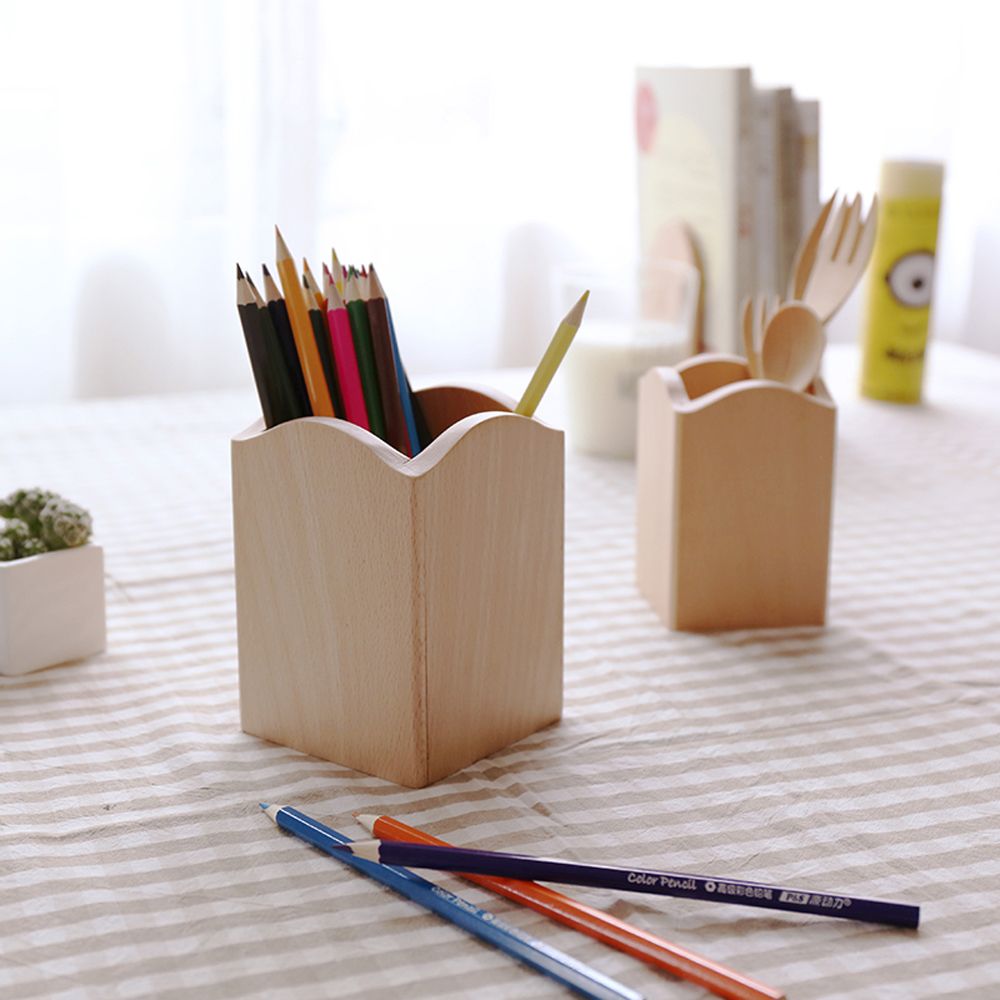 Japanese Beech Wooden Desk Pen Pencil Holder Stand Multi Purpose Use Cup Pot Office Decoration Stationery Storage Organizer Bo Uk 2019
