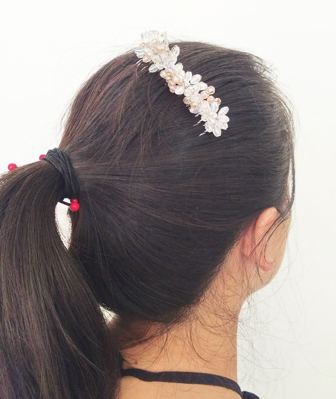 silver flower hair pins