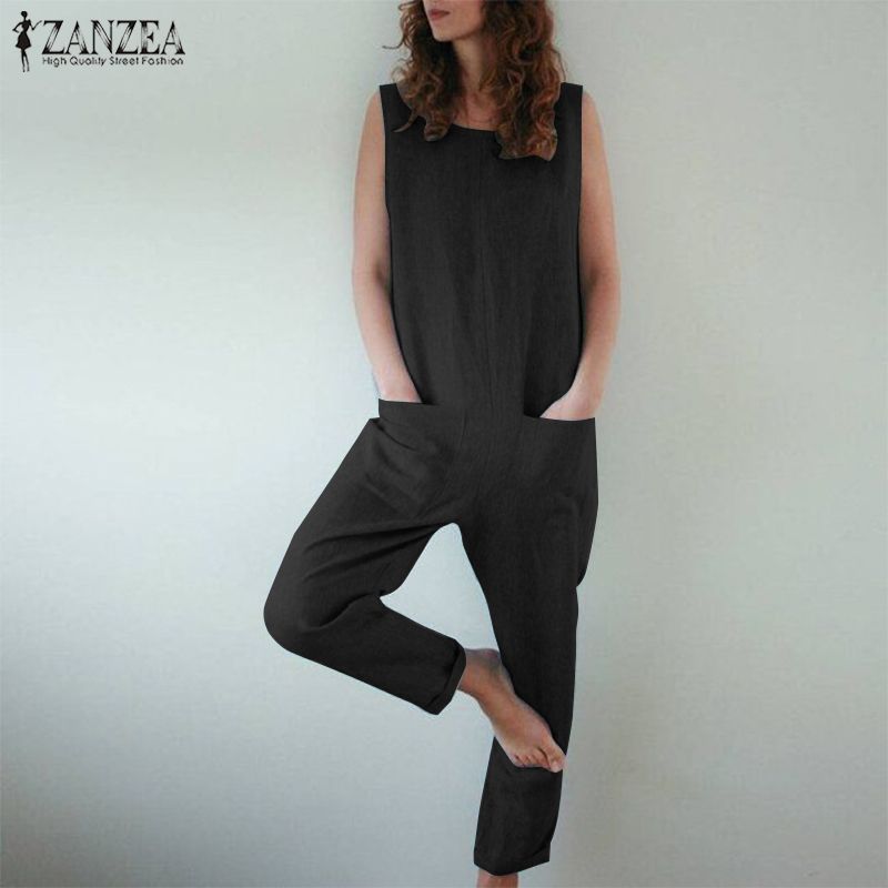 ZANZEA Femmes Combinaisons Jumpsuits Sarouel d/'été débardeur sans manche Loisirs Palazzo Pantalon