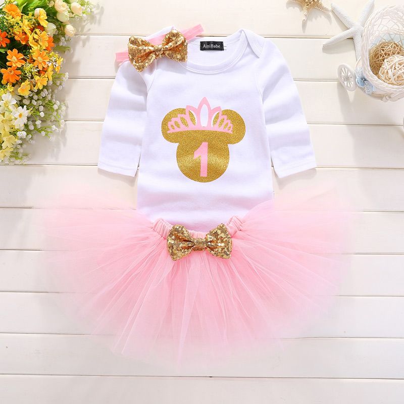 Alta calidad 1er vestido de cumpleaños para 2019 algodón 1 año 1er cumpleaños vestido Vestidos de fiesta para niña niños Bautismo Ropa de bebé