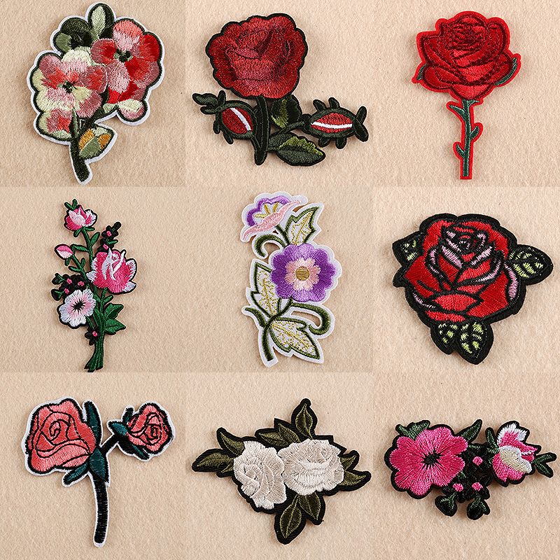 New DIY Patches For Clothing Rose Flowers Clothes Patches High