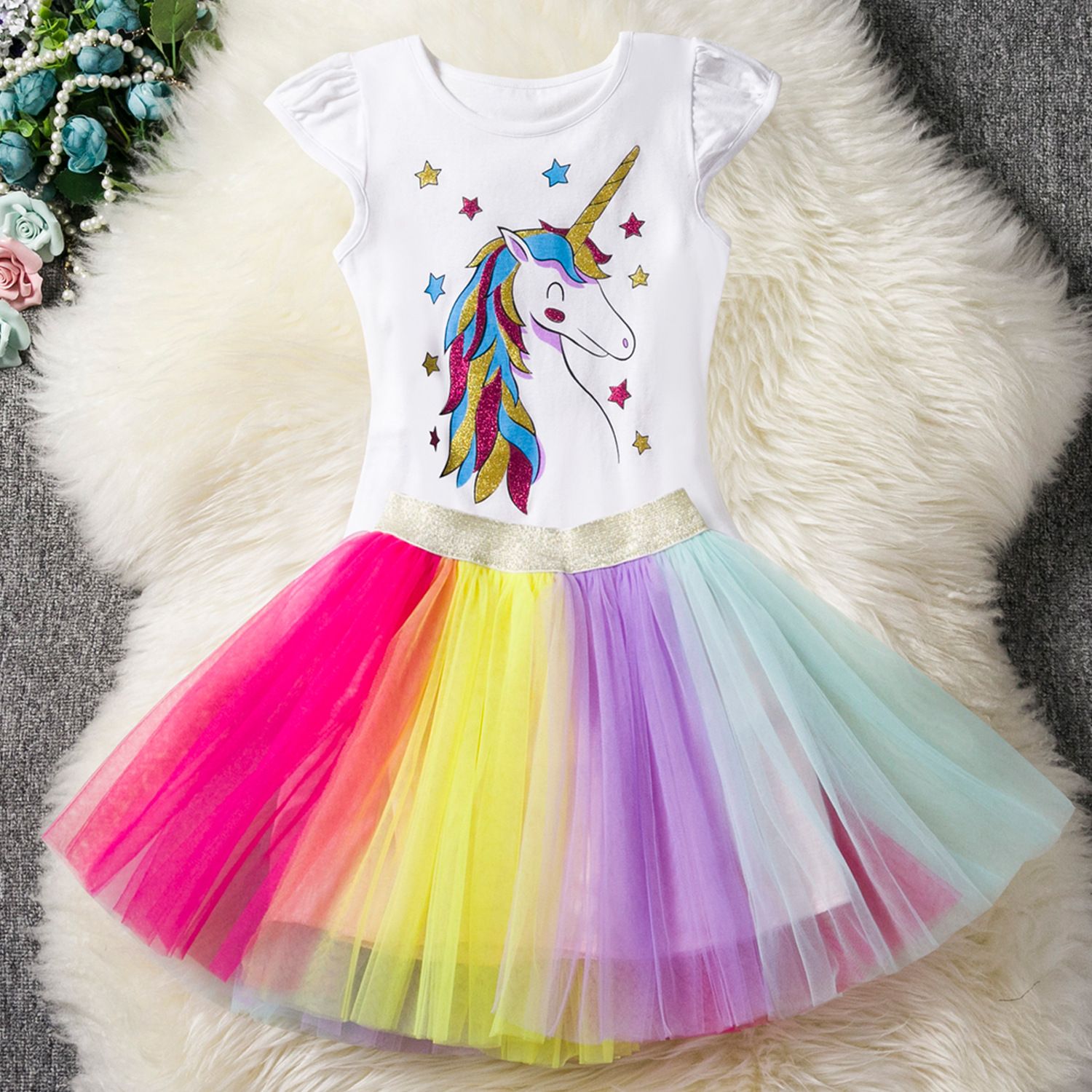 5 unids Vestidos de las niñas Unicornio T-shirt Falda Tutu Trajes Moda de Verano Ropa de Los Cabritos de La Muchacha Princesa Vestido de Lentejuelas Partido Unicornio Vestido 5 unids Vestidos de las niñas Unicornio T-shirt Falda Tutu Trajes Moda de Verano Ropa de Los Cabritos de La Muchacha Princesa Vestido de Lentejuelas Partido Unicornio Vestido