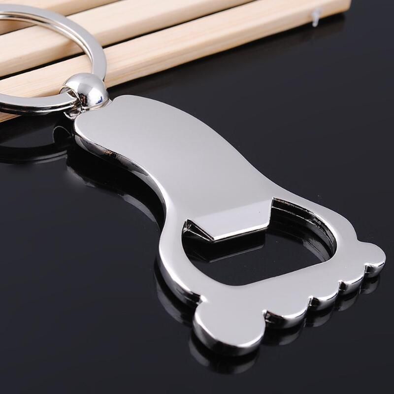 2021 Creative Foot Shaped Bottle Opener Keychain Metal Key Ring Key Chain Holder Customized Baby