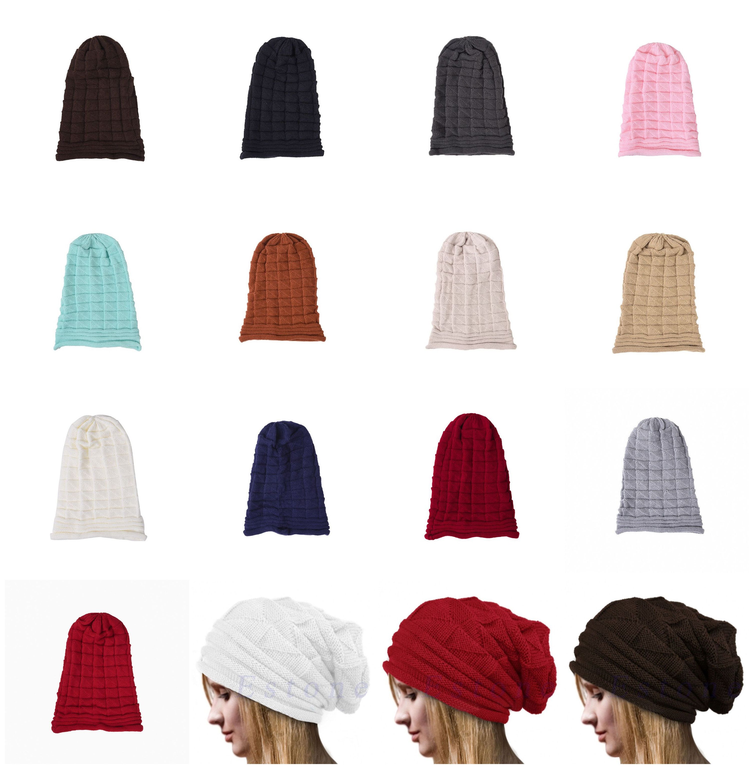 Men Women Cap+Scarf Hat Knitted Baggy Beanie Winter Warm Hat Ski Causal Knit