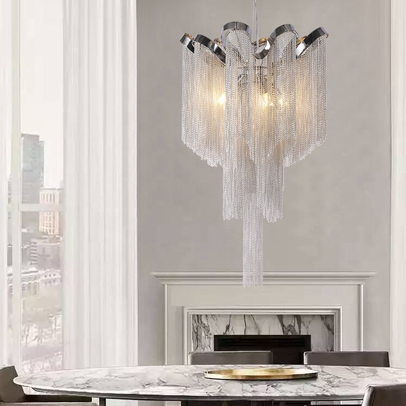 Satin Al Ev Hotel Restaurant Dekorasyonu Hizli Kargo Icin Lamba Asma Modern Vintage Kolye Isik Aluminyum Zincir Avize Aydinlatma Luks Tl1 636 44 Dhgate Comda