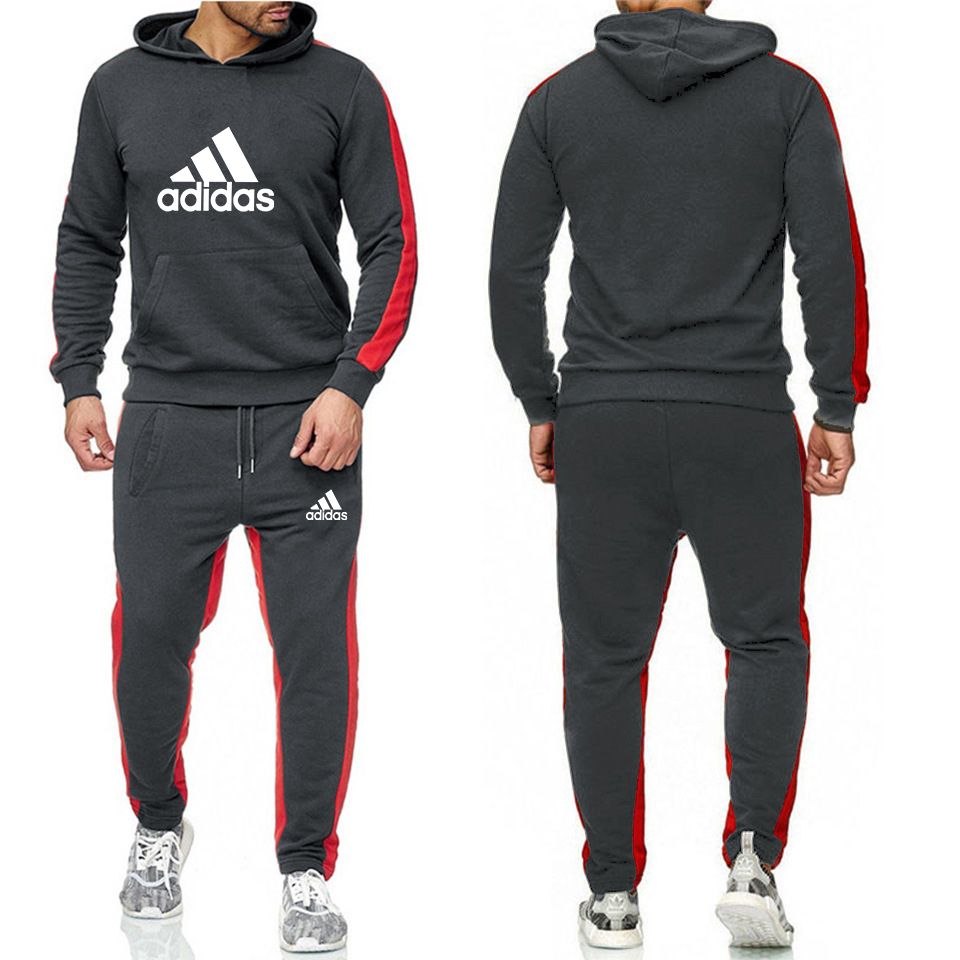 Compra Chandal Deportiva De Dos Piezas De Algodón Completo De Los Hombres  De Moda Se Espesó Con Capucha + Pantalones De Deportes De Ocio Abajo  Chaqueta De Los Hombres Del Juego De