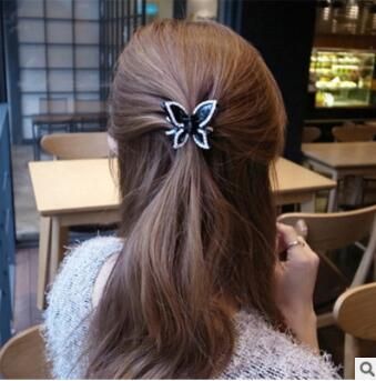 Diy Black Brown Abs Fully Jewelled Hair Clip Bowknot Hair Claw