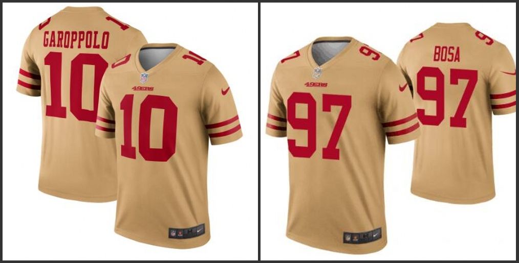 gold 49ers jersey for sale