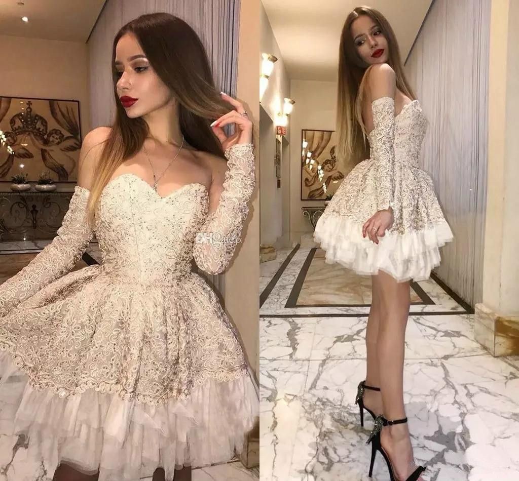 alarmantni mekan shvaća  Little White Dress Short Lace Prom Cocktail Dresses With Detachable Long  Sleeve 2020 Sweetheart A Line Occasion Evening Party Gowns From  Alegant_lady, $111.24 | DHgate.Com