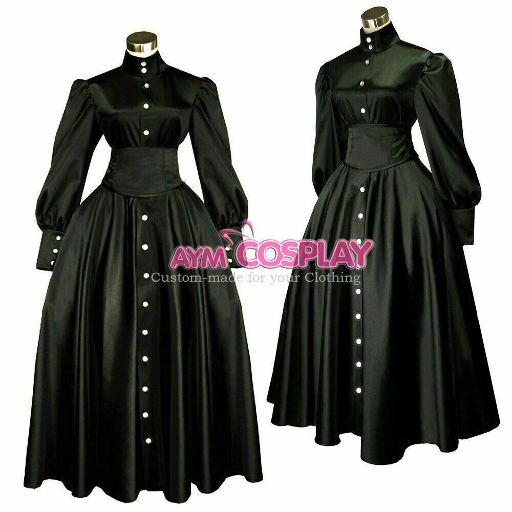 Grosshandel Domina Gothic Punk Voller Langer Satin Kleid Cross