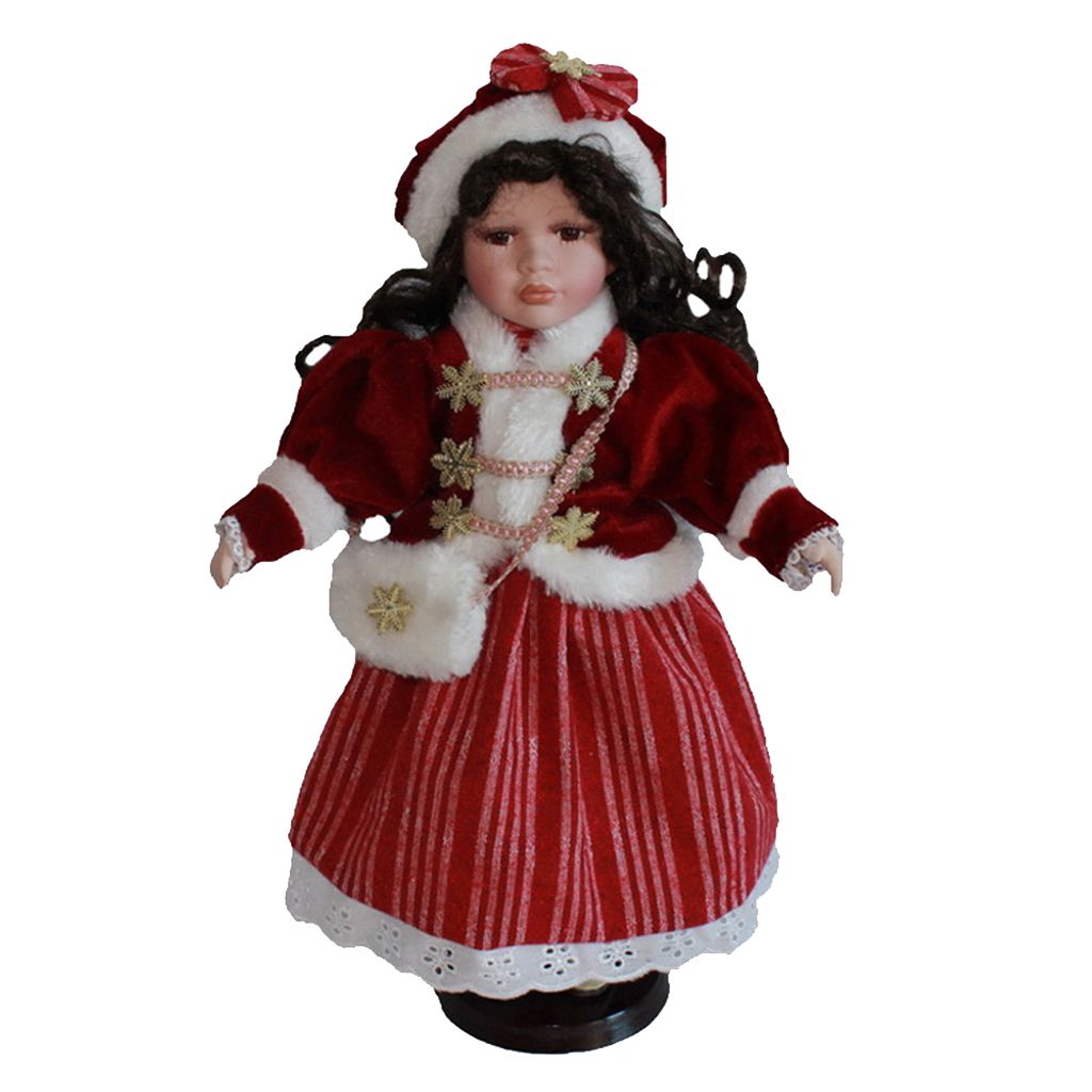 Compre Estilo Vintage 40cm Porcelana Munecas En Vestido Rojo Sombrero Con Soporte De Exhibicion A 25 83 Del Gralara Dhgate Com