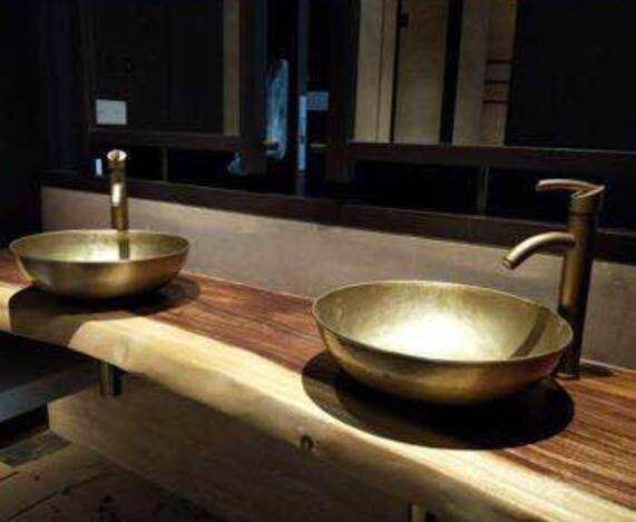 Classique bol en céramique ronde salle de bain navire évier bassin en laiton antique Robinet Set