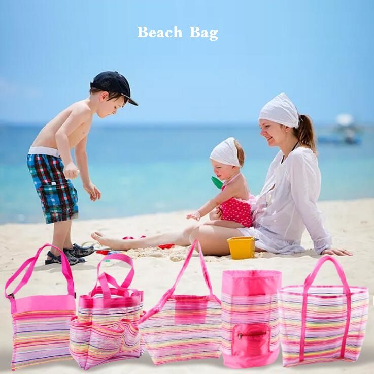 Beach Toys Organizer Storage Bags Sand Away for Holding Beach Toys TeePolly 3 Pack Mesh Beach Bags Kids Sea Shell Bags Ultra Large Beach Tote Bag 