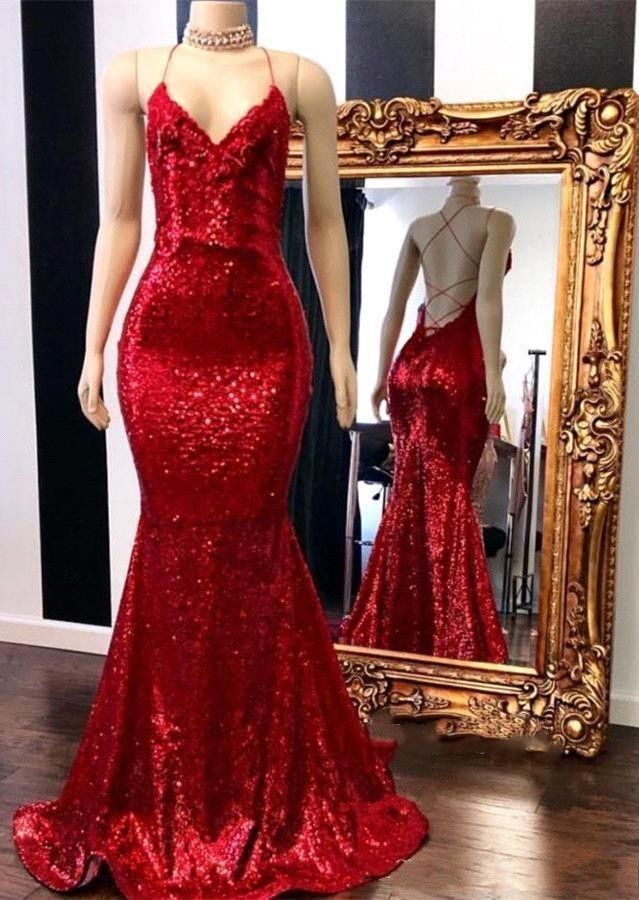 Comprar Vestido de fiesta rojo con lentejuelas Vestidos de fiesta