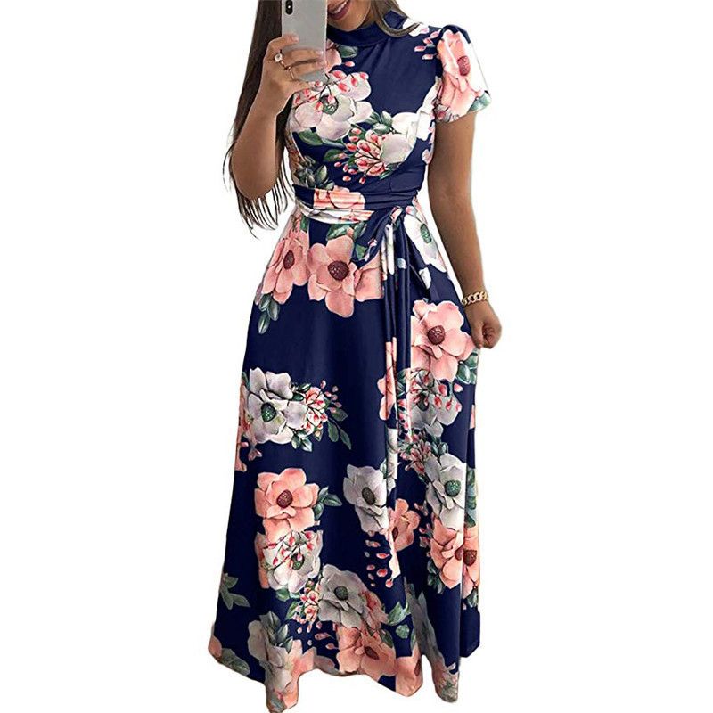 Vestido largo Maxi de verano 2019 floral vestidos de mujer Casual tamaño
