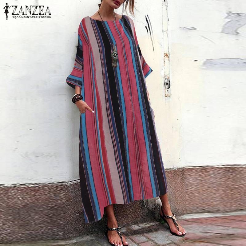 bohemia striped shirt maxi dress