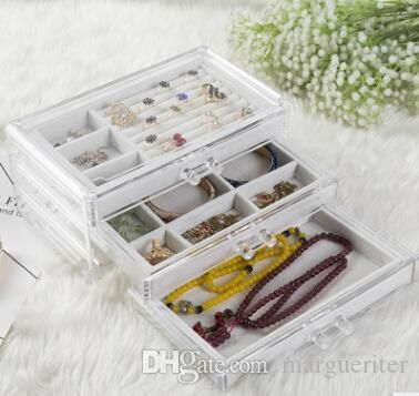 2019 Transparent Plastic Desktop Jewelry Storage Box 3 Layer