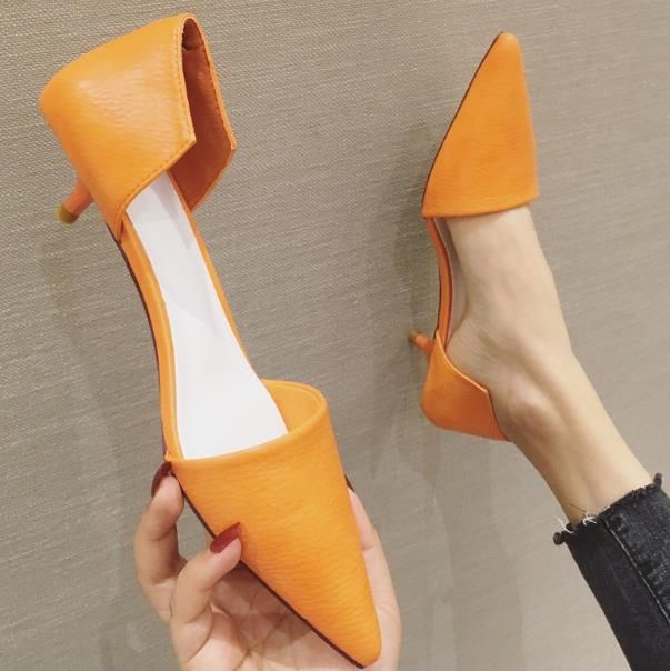 scarpe con tacco color arancio