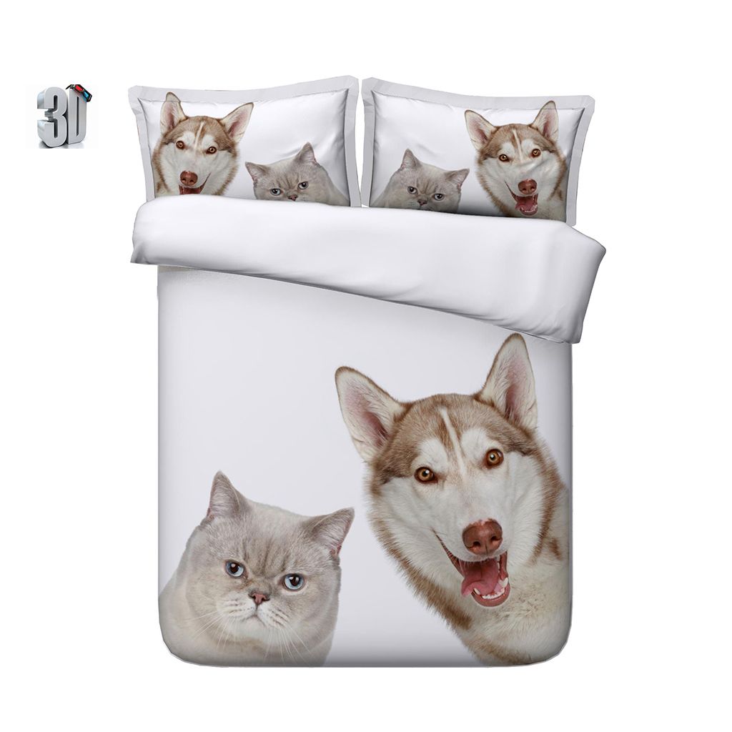 2020 3d Cat Husky Dog Print Bedding Duvet Cover Set With