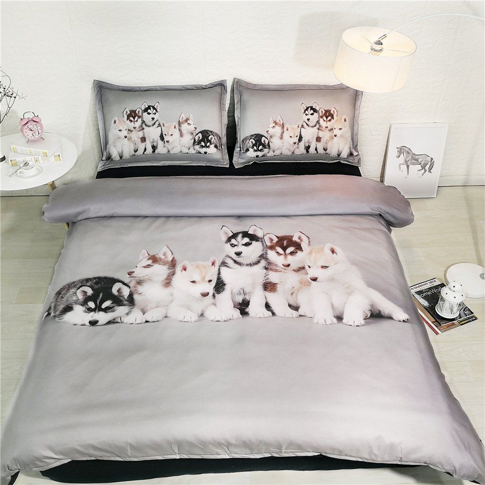 Feelyou girls duvet cover set full size mermaid fish scales bedding set purple 2. husky bedding queen puppy duvet cover