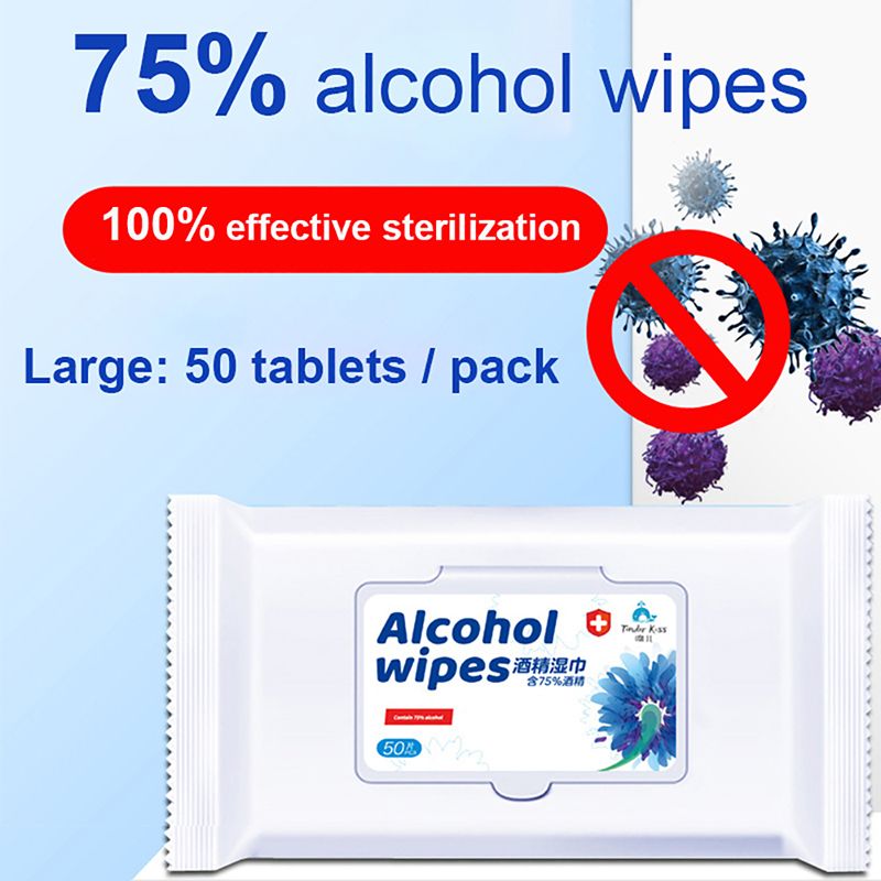 Daily Cleaning Use for Family Home Office Travel School 1 Pack,50 Wipes,7X6 Household Disinfectant Wipes 75% Alcohol Wet Wipes 