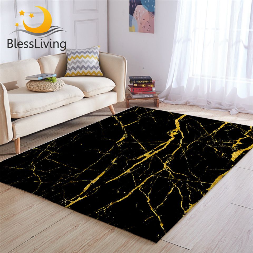 Blessliving Marble Area Rug For Living Room Modern Gold Glitter Black Marble Stone Center Rug Trendy Bedroom Carpet Dropshipping Y200417 Textured Carpets Carpet Color Samples From Shanye10 21 97 Dhgate Com