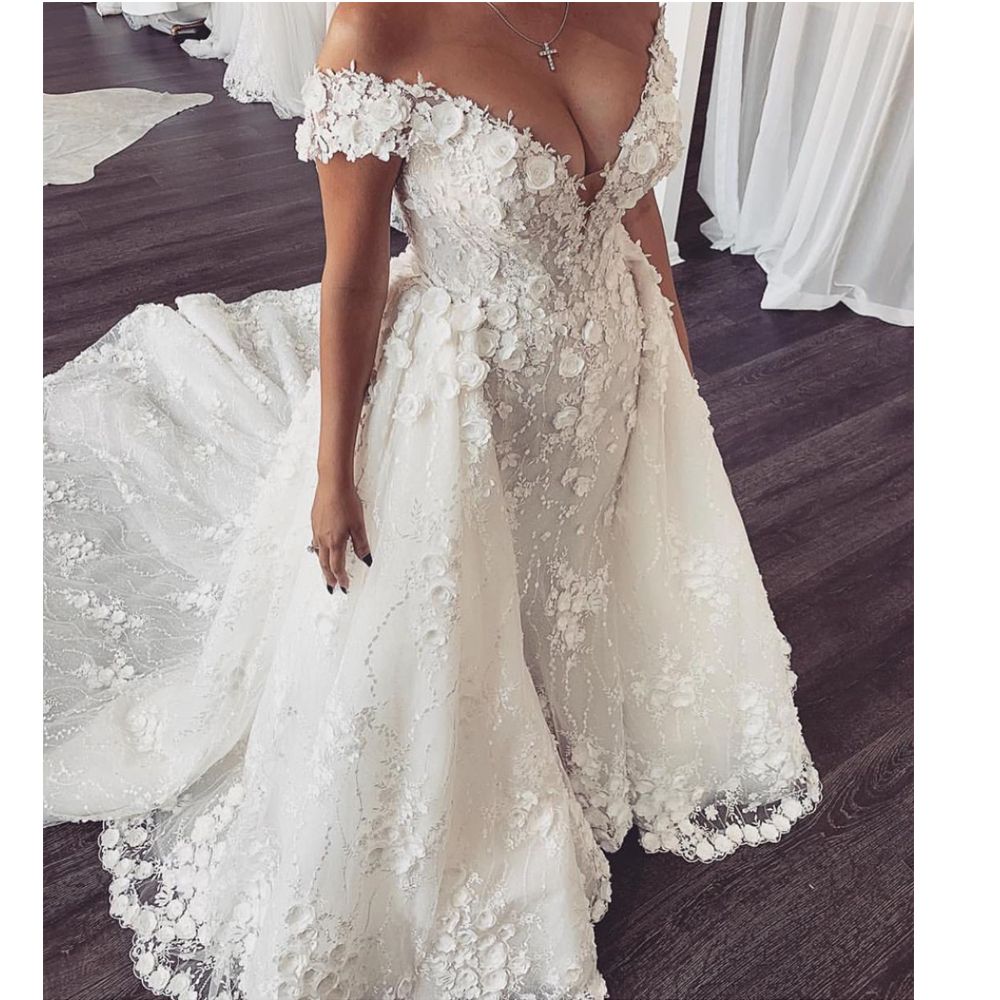 vestidos de novia desmontables del hombro v cuello hecho a mano flores de encaje vestidos de vestidos de novia desmontables del hombro v cuello hecho a mano flores de encaje vestidos de