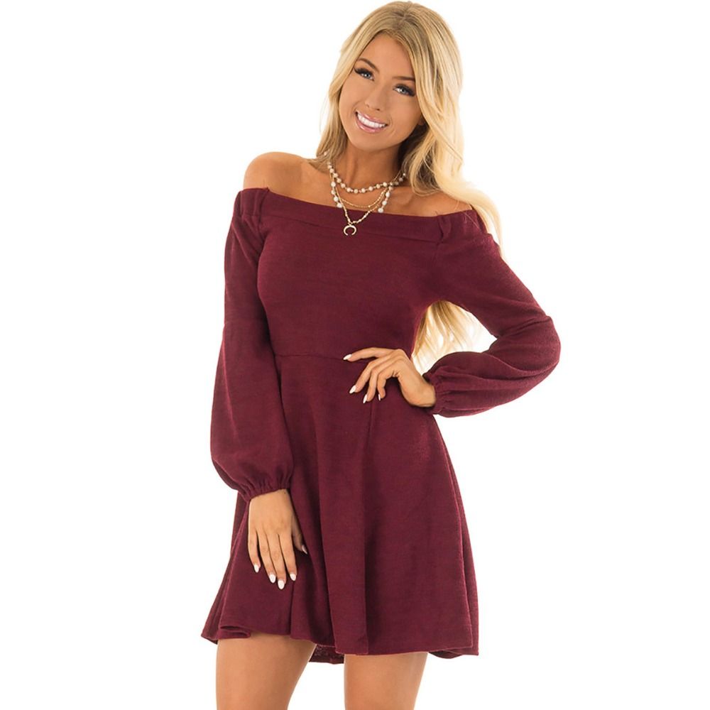 Compre Vestido De Las Mujeres 2019 Primavera Otono Sexy Hombro