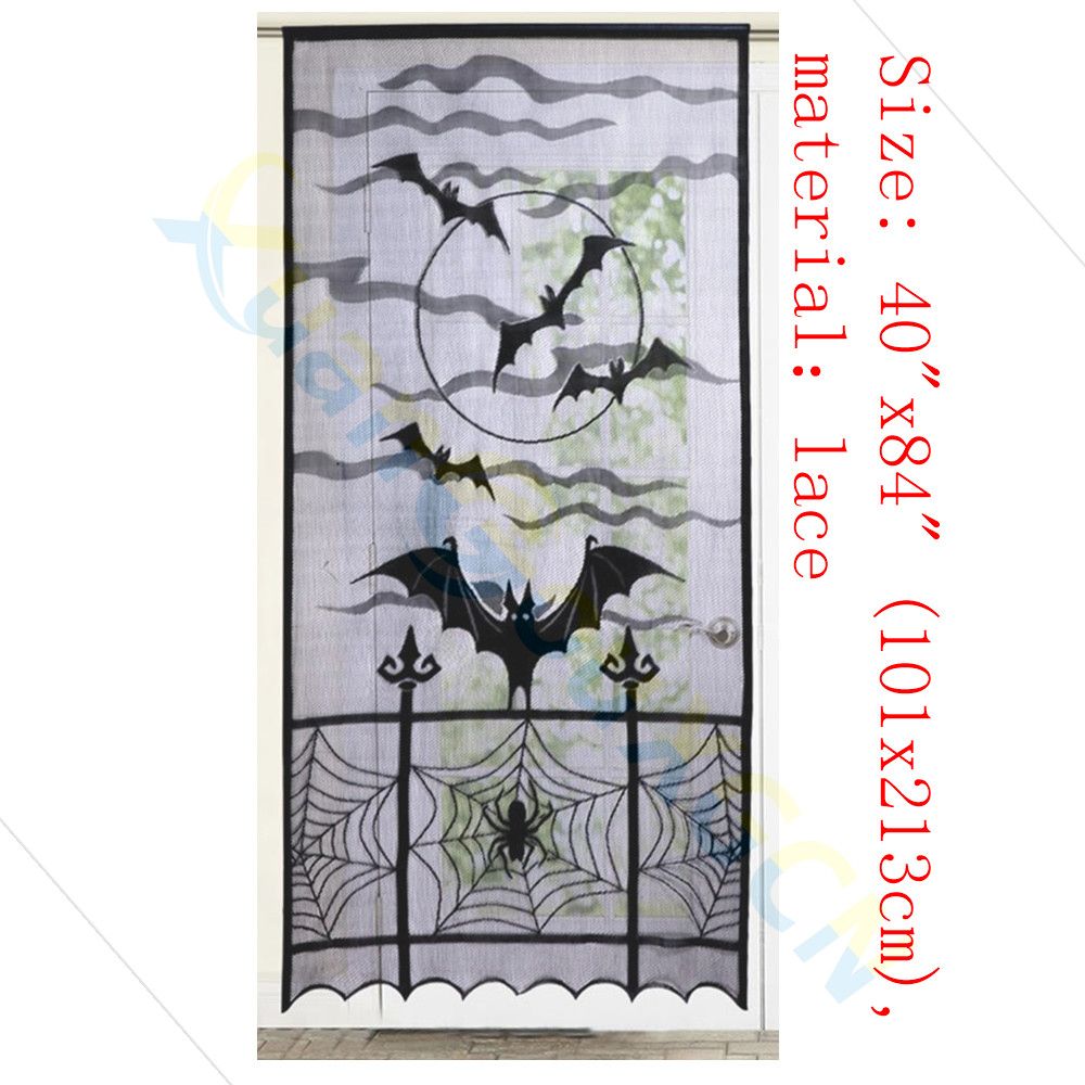 feste spettrali Tende di Halloween 213x102 cm decorazioni per le feste al coperto e all/'aperto pizzo nero tenda per finestra 2 pezzi decorazione di Halloween strega tenda di finestra Halloween
