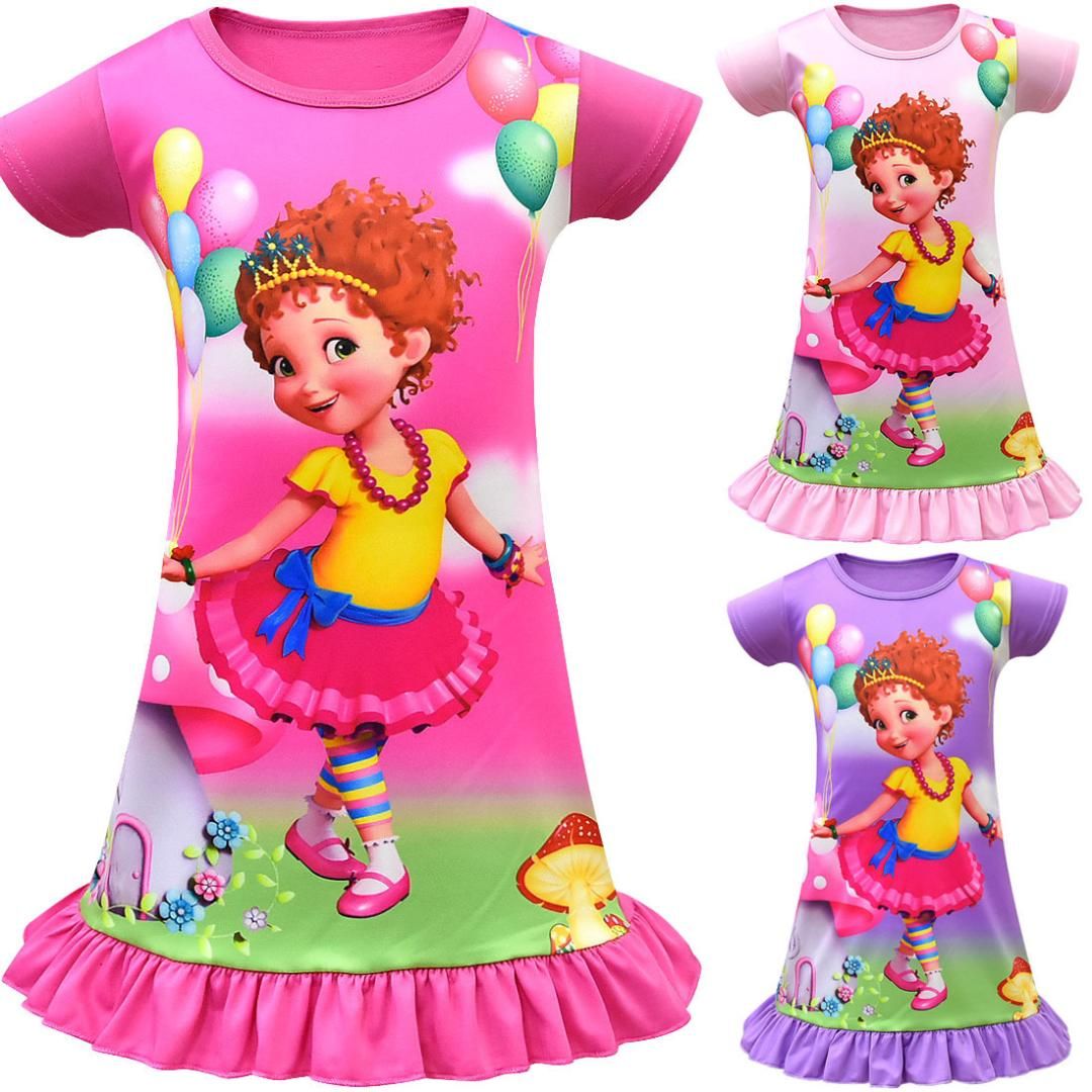 CHANI Girls Fancy Nancy Short Sleeve Sleepdress Toddler Short Dress for 4-7T Girls