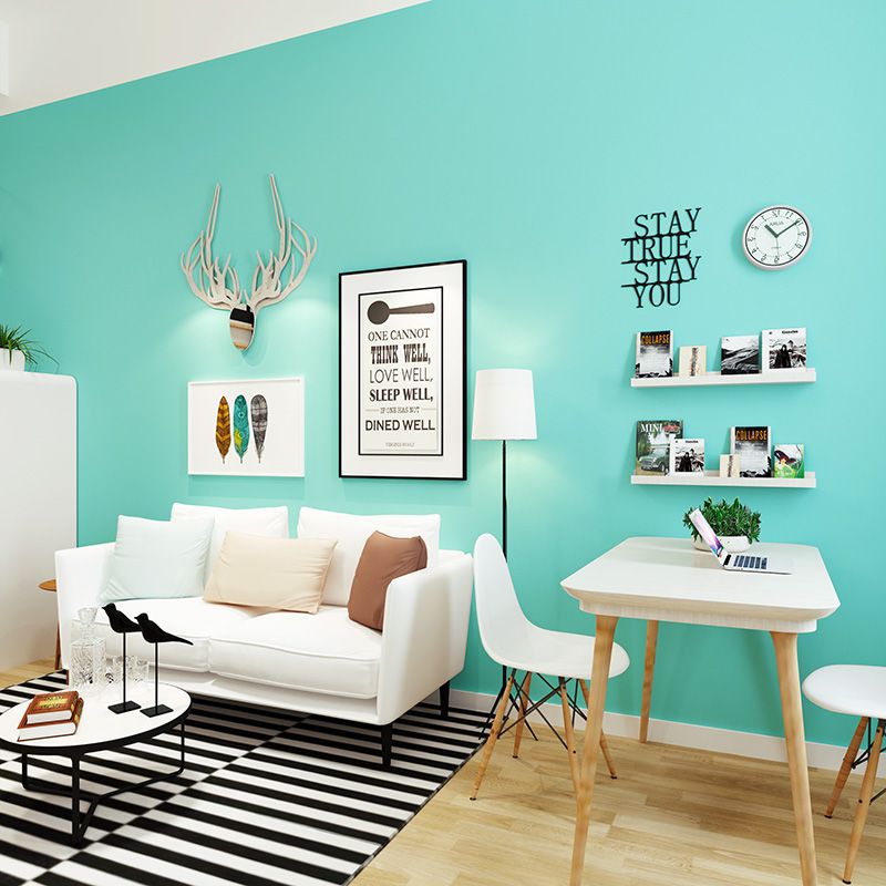 Tiffany Blue Pure Color Bedroom Simple Modern Non Woven Wallpaper Plain Living Room Film And Tv Wallpaper Mediterranean Sea Wallpaper For Computer