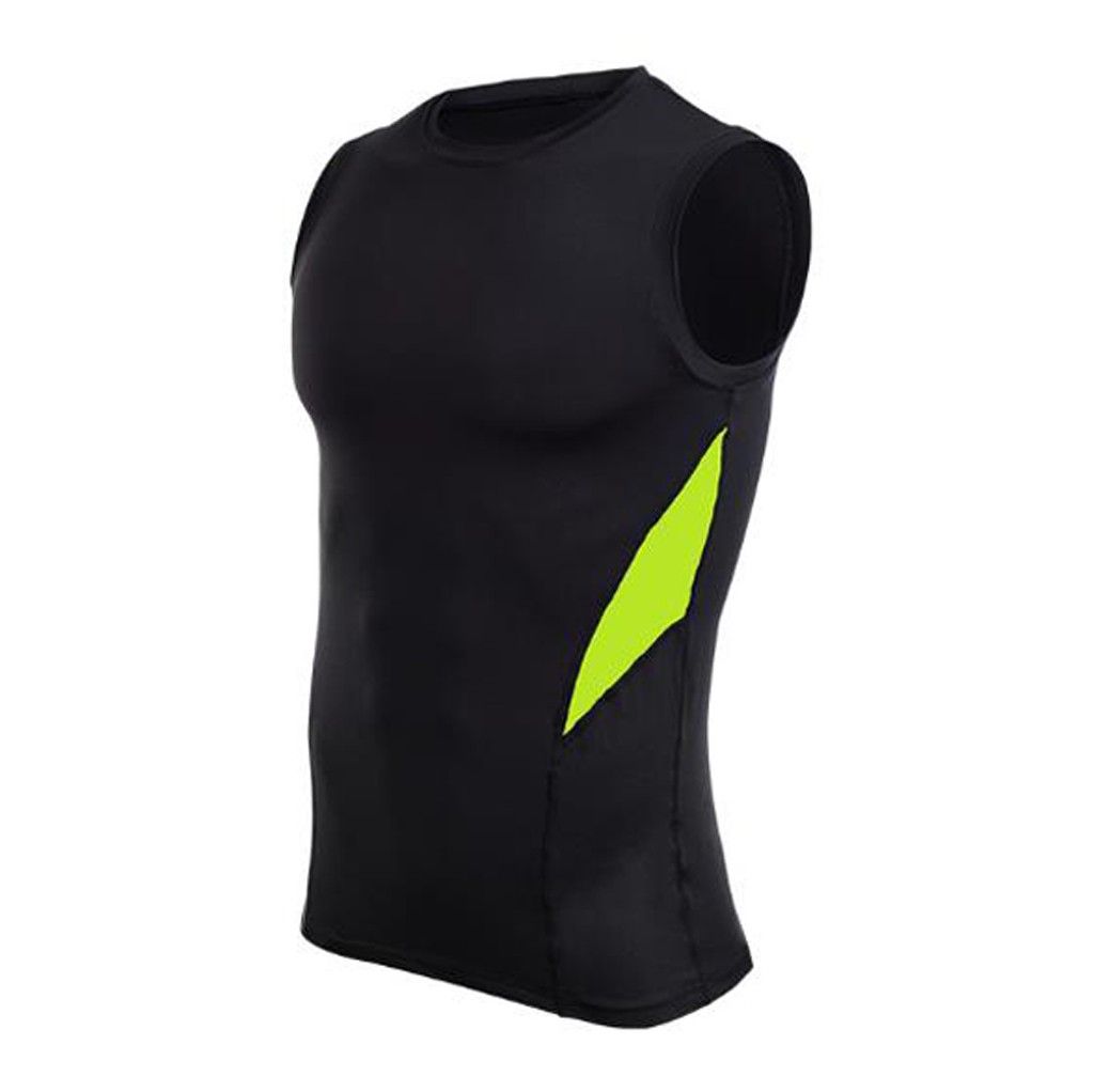 Mens Fitness Sleeveless Rashguard T-Shirt Bodybuilding Skin Tight-Drying Tops