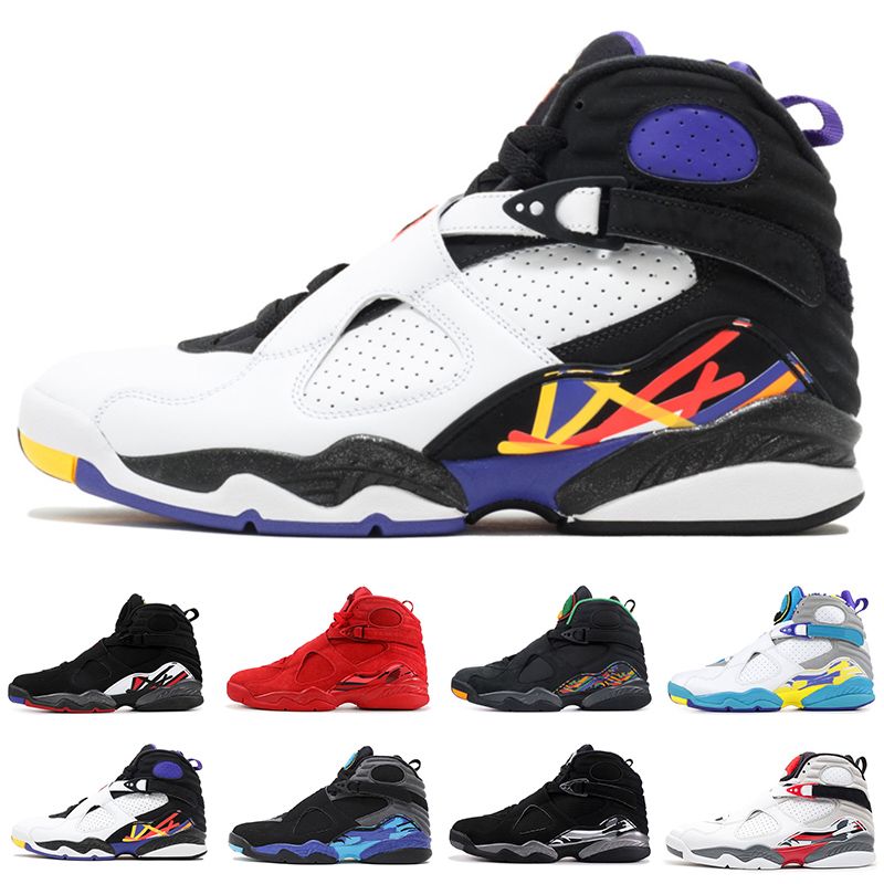 2020 New 8s Men Basketball Shoes 8 Valentines Day Aqua Black White ...