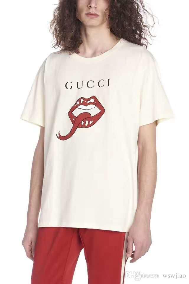 Alarming block fort 2019 men and women red lips letters cotton white T-shirt brand fashion shirt high quality casual T-shirt ladies T-shirt women's shirt Alarming block fort 2019 men and women red lips letters cotton white T-shirt brand fashion shirt high quality casual T-shirt ladies T-shirt women's shirt