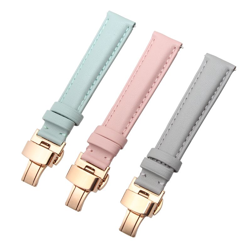 14mm 15mm 16mm 17mm 18mm 19mm 20mm Rose Gold Real Leather Strap Watch Band Pink Blue And Gray Lady Watch Free Postage Watch Bands For Sale Black Leather Watch Band From Homejewelry