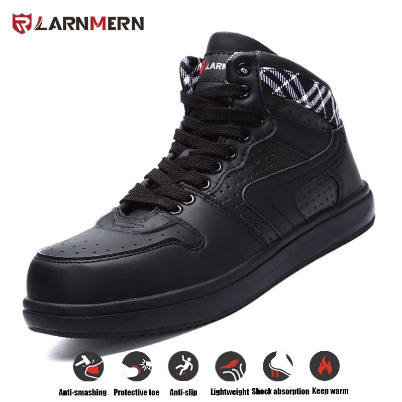 Larnmern Men Safety Shoes Steel Toe Boots Comfortable Work Shoes