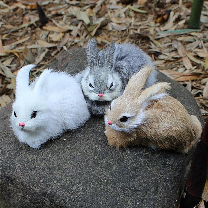 Imitar el pelo blanco peludo conejo siesta juguete modelo animal de simulación 