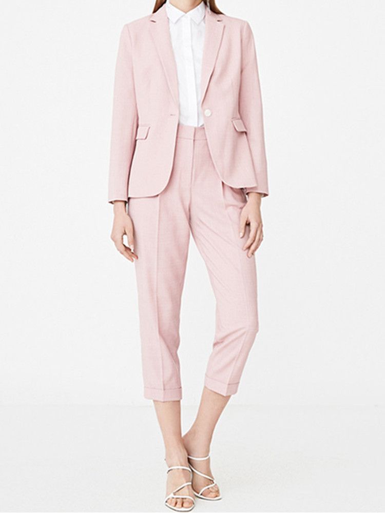 Pink two piece suit womens Clearance