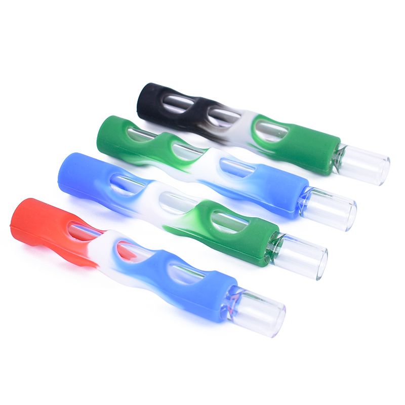 Custom FDA Silicone One Hitter Og Tobacco Herb Smoking Glass Pipe From Dizzyalpaca, 0.90