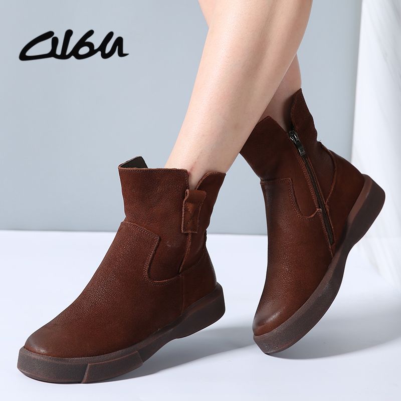 ladies flat tan ankle boots