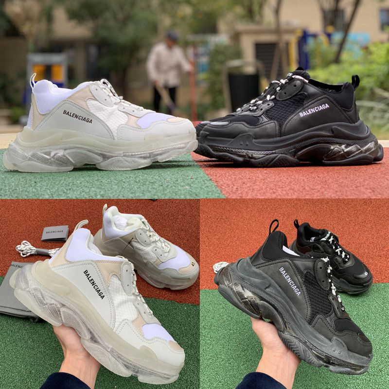 Balenciaga Suede Triple S Sneakers in White Grey White for