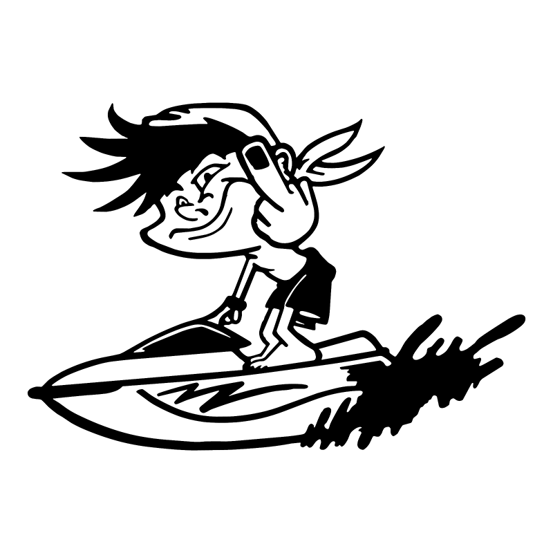 Compre 15 10 5cm Grosero Jinete Moto De Agua Que Da El Dedo La Ventana Del Carro Del Coche Del Ordenador Portatil Del Vinilo De La Etiqueta Engomada Etiquetas Engomadas Divertidas De