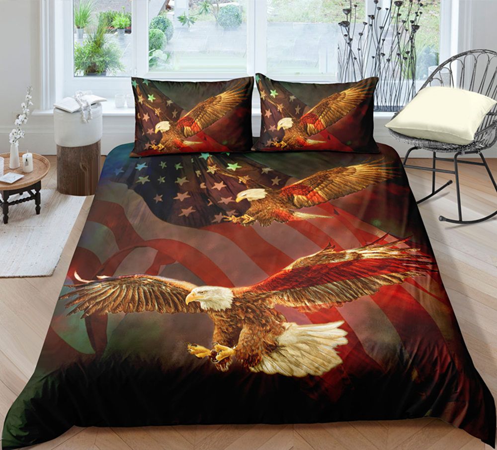 Twin size 2 pcs duvet cover sets including： 1 quilt cover：68x86(173x218cm) no stuffing inside only 1 pillow case：20x26(51x66cm)full size 3 pcs duvet cover sets including： 1. american flag bedding set twin size