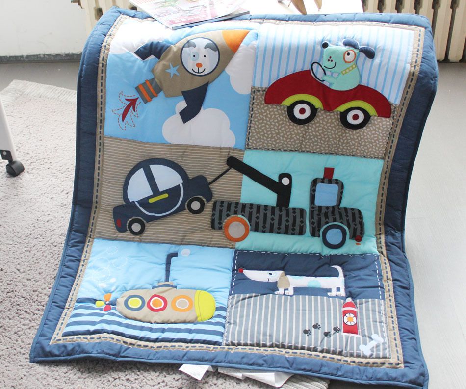 Crib Bedding Set Cotton Cot Bedding Set Locomotive Puppy Baby