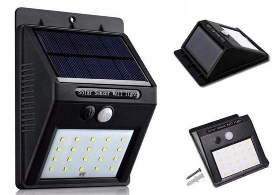 20 LED Sensor de energía solar Lámpara impermeable al aire libre Luz de seguridad de pared de calle 20 LED Sensor de energía solar Lámpara impermeable al aire libre Luz de seguridad de pared de calle
